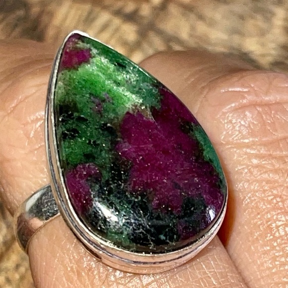 Ruby Zoisite Statement Ring Size 9 - Picture 10 of 11